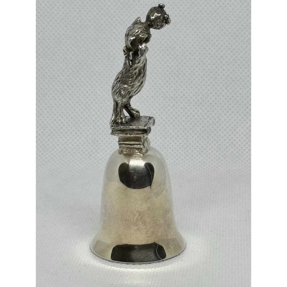 Beatrix Potter Mrs Ribby Cat‎ Pewter Bell NE Collectors Society Silver Plate